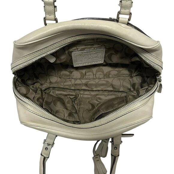 COACH Hampton Leather Satchel 8A69 Beige Leather - Handbag - Picture 6 of 9